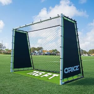 Soccer Goal Rebounder Trainer 3-in-1 | 7X5' Large Ultra-Responsive Rebound Net for Powerful Football Practice, High Passing, Low Passing and Shooting Training, Includes Ground Stakes
